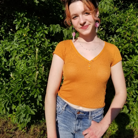 💚Orange thin knit top - Picture 7 of 9